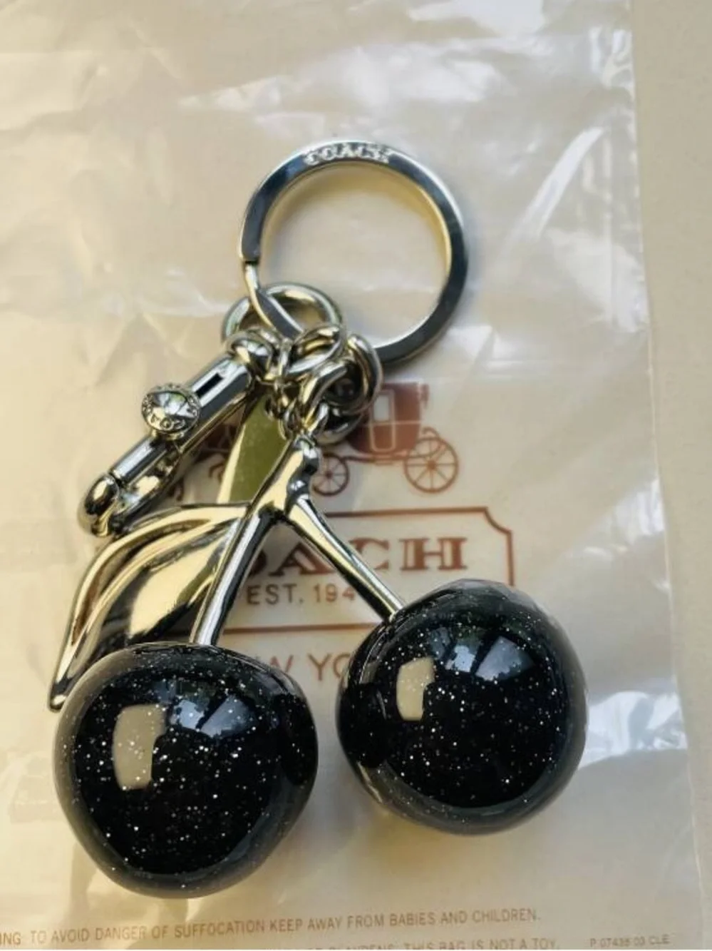 COACH Black Cherry Bag Charm Keychain